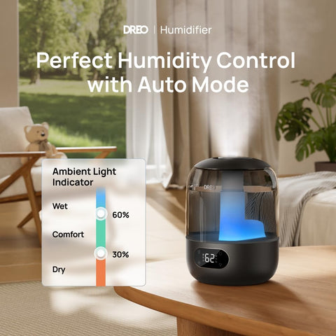 DREO 3L Humidifiers for Bedroom, 30H Runtime, 26 dB Quiet, Black