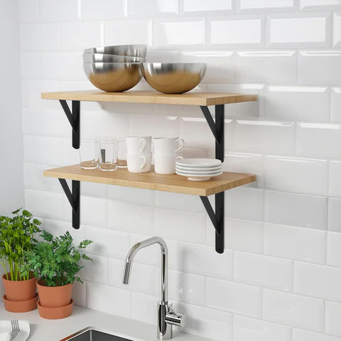 12 Pack L12 x H 8" Black Heavy Duty Shelf Brackets with Screws Metal Shelf Brackets Shelf Support Angle Brackets for Shelves L Brackets Heavy Duty Floating Shelf DIY