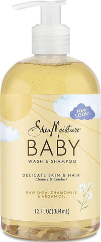 SheaMoisture Baby Wash & Shampoo for All Skin Types Raw Shea, Chamomile & Argan Oil Baby Wash and Shampoo with Frankincense & Myrrh to Help Cleanse 13 oz, Gold, Packaging may vary