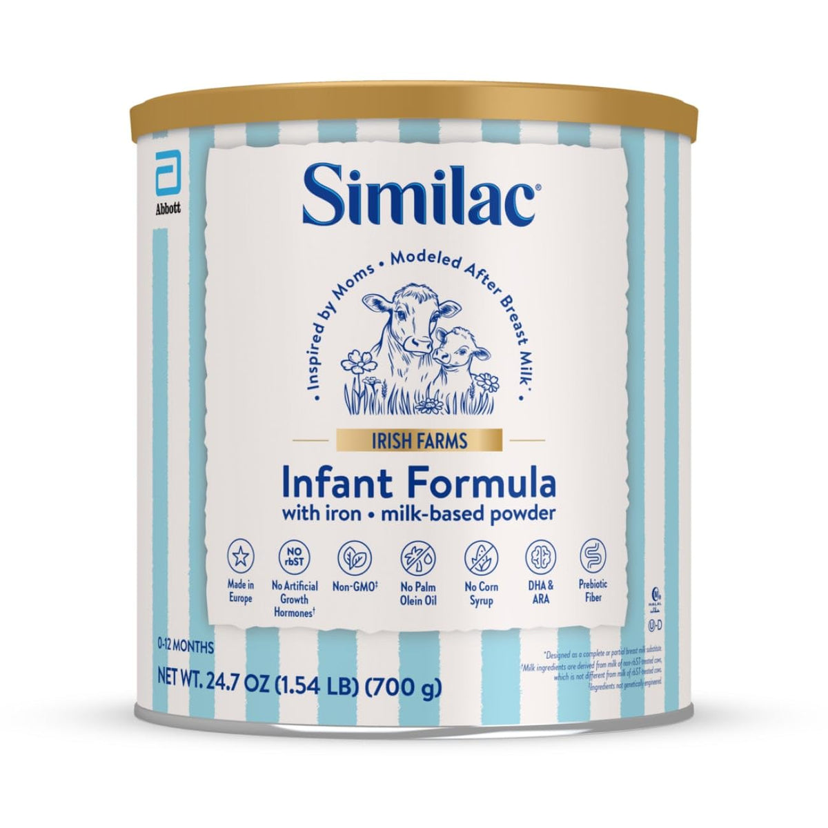 Similac Irish Farms, Easy-to-Digest Baby Formula, Infant Formula, 0-12 Months, 24.7-oz Can
