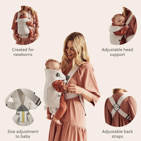 BabyBjörn Baby Carrier Mini, Light Beige, 3D Jersey | Infant Carrier (7-24 lbs), Ergonomic, Easy-to-Use