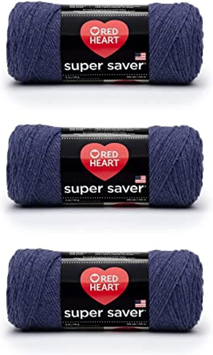 Red Heart Super Saver Yarn for Crocheting & Knitting, Denim, 3-Pack