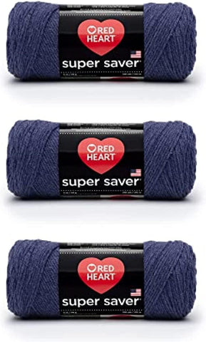 Red Heart Super Saver Yarn for Crocheting & Knitting, Denim, 3-Pack