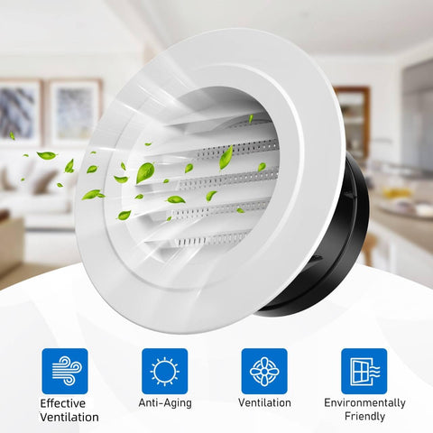 Hon&Guan Soffit Vent 4 Inch with Built-in Fly Screen, White 1 Pack