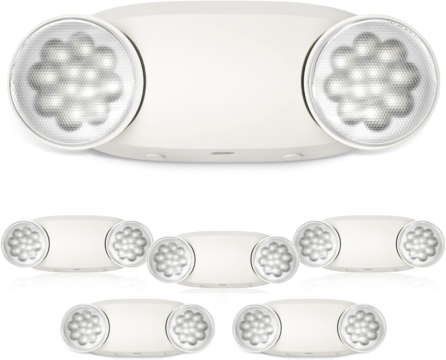 FREELICHT 6 Pack Emergency Lights for Business, Round Heads, 90min Battery