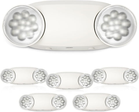 FREELICHT 6 Pack Emergency Lights for Business, Round Heads, 90min Battery