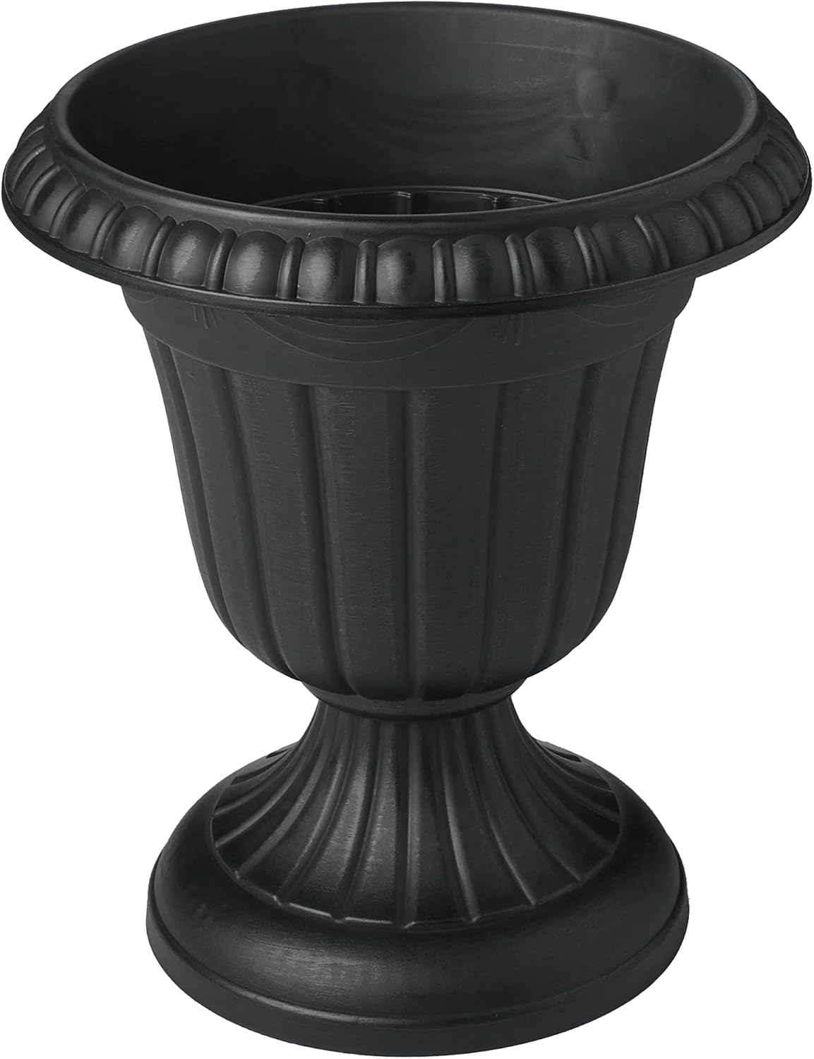 Arcadia Garden Products Small 10x12” Classic Traditional Plastic Urn Planter, Indoor/Outdoor Garden Plant Pot Garden Décor, Black