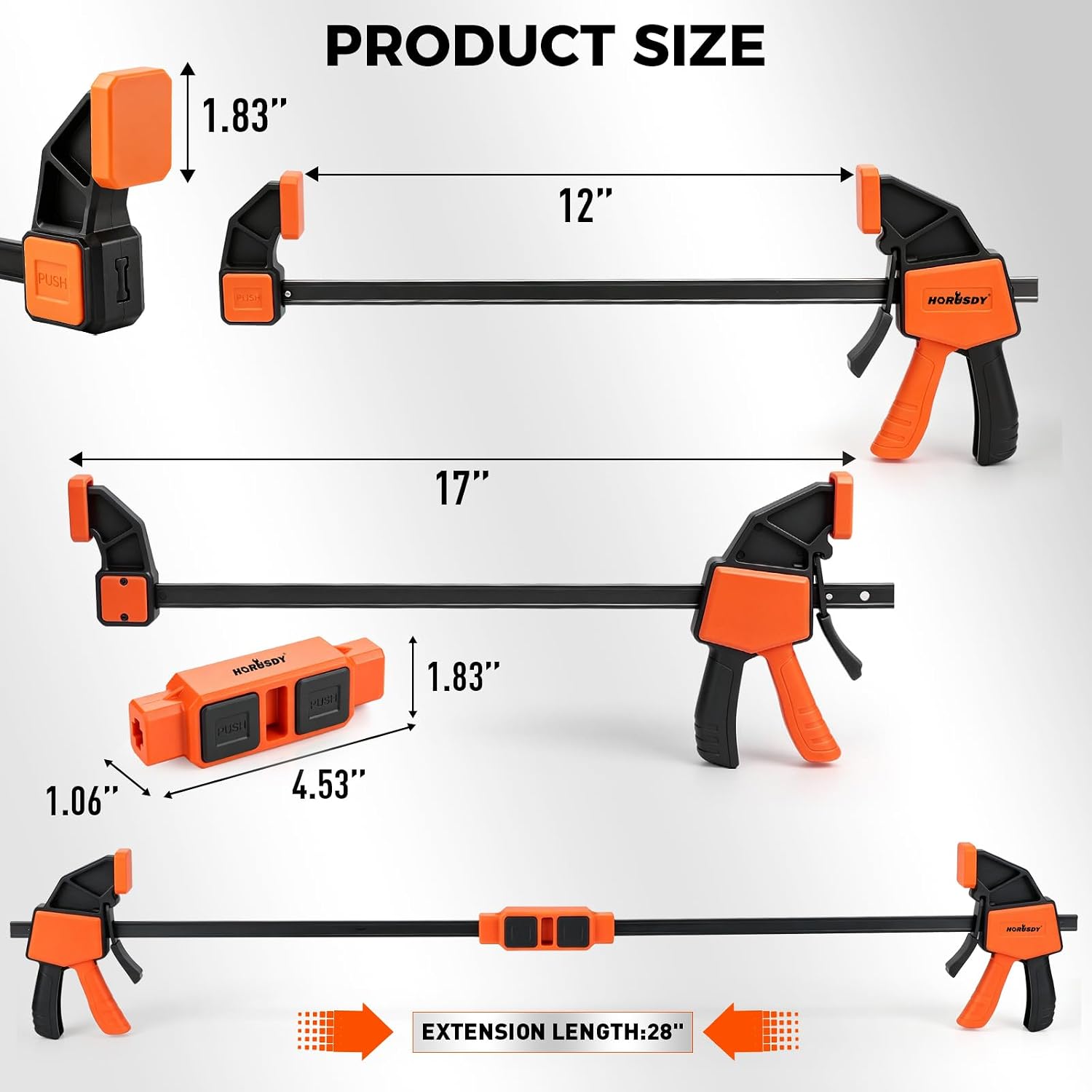 3-Pack Wood Clamps for Woodworking, 2-Piece 12" Bar Clamps with Clamp Connector, Quick-Release Wood Clamps with 150 LBS Load Limit, Wood Clamp Set for Woodworking, Gluing & DIY Projects