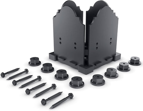 OZCO Laredo Sunset Post Base Kit, 6in x 6in, 1 Kit with Hardware, Black