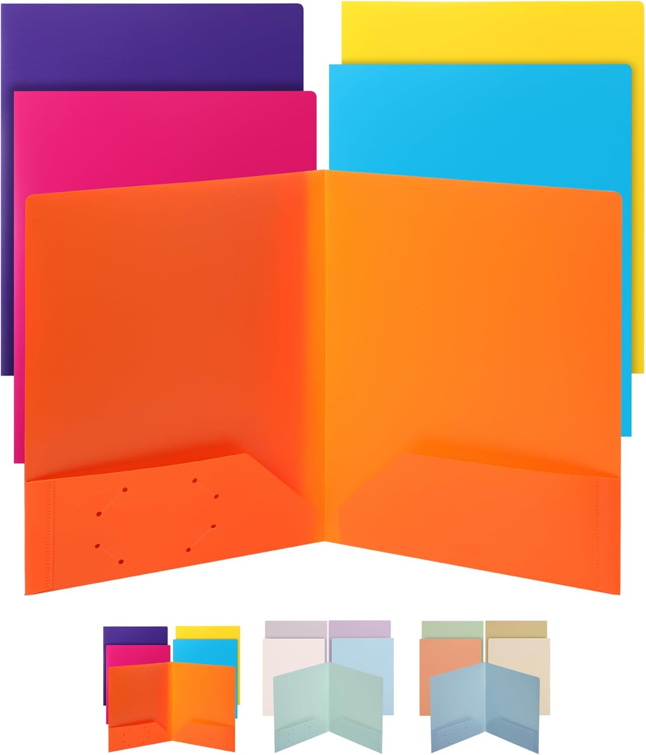 Mr. Pen- Plastic Folders with Pockets, 5 pcs | Aesthetic File Folder with Business Card Slot, 2-Pocket Folder, Back to School, Office, Filing Supplies