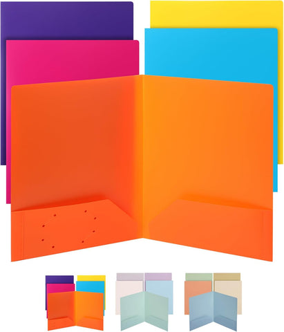 Mr. Pen- Plastic Folders with Pockets, 5 pcs | Aesthetic File Folder with Business Card Slot, 2-Pocket Folder, Back to School, Office, Filing Supplies
