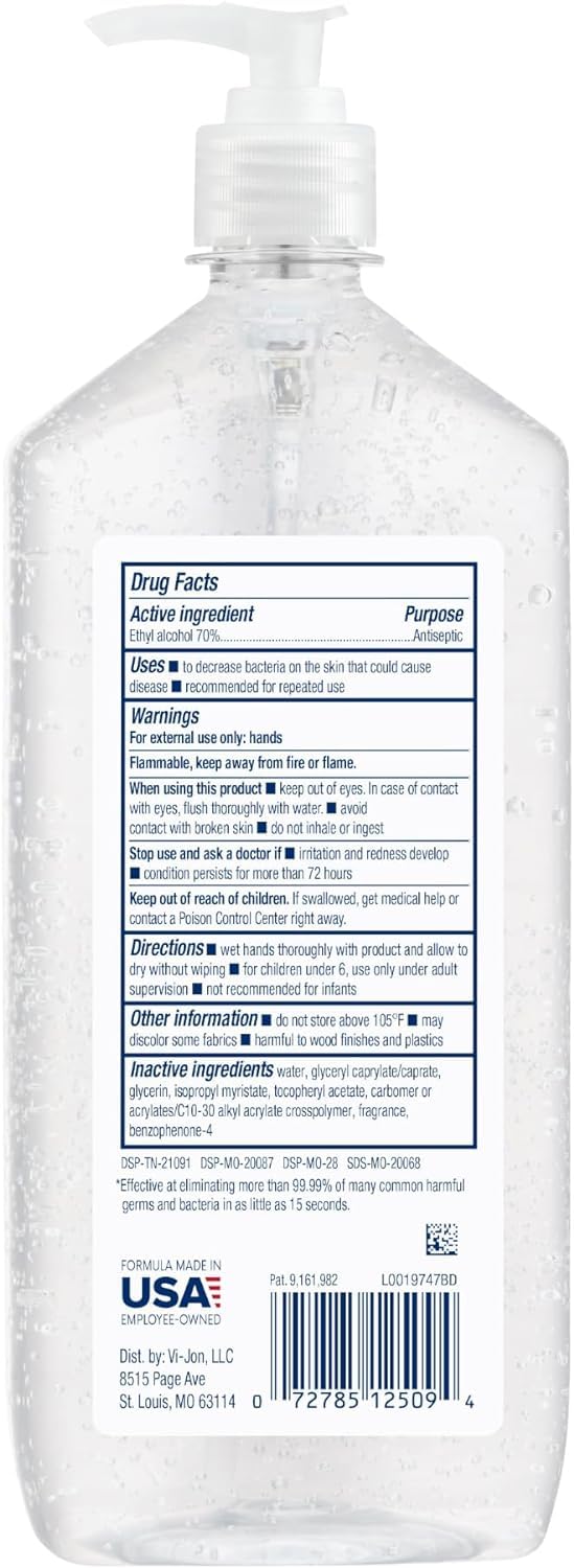 Germ-X Advanced Hand Sanitizer, 1 Liter (Pack of 4), Less Drying Moisturizing Clear Gel, No Rinse Formula, Large Family Size Pump Bottle
