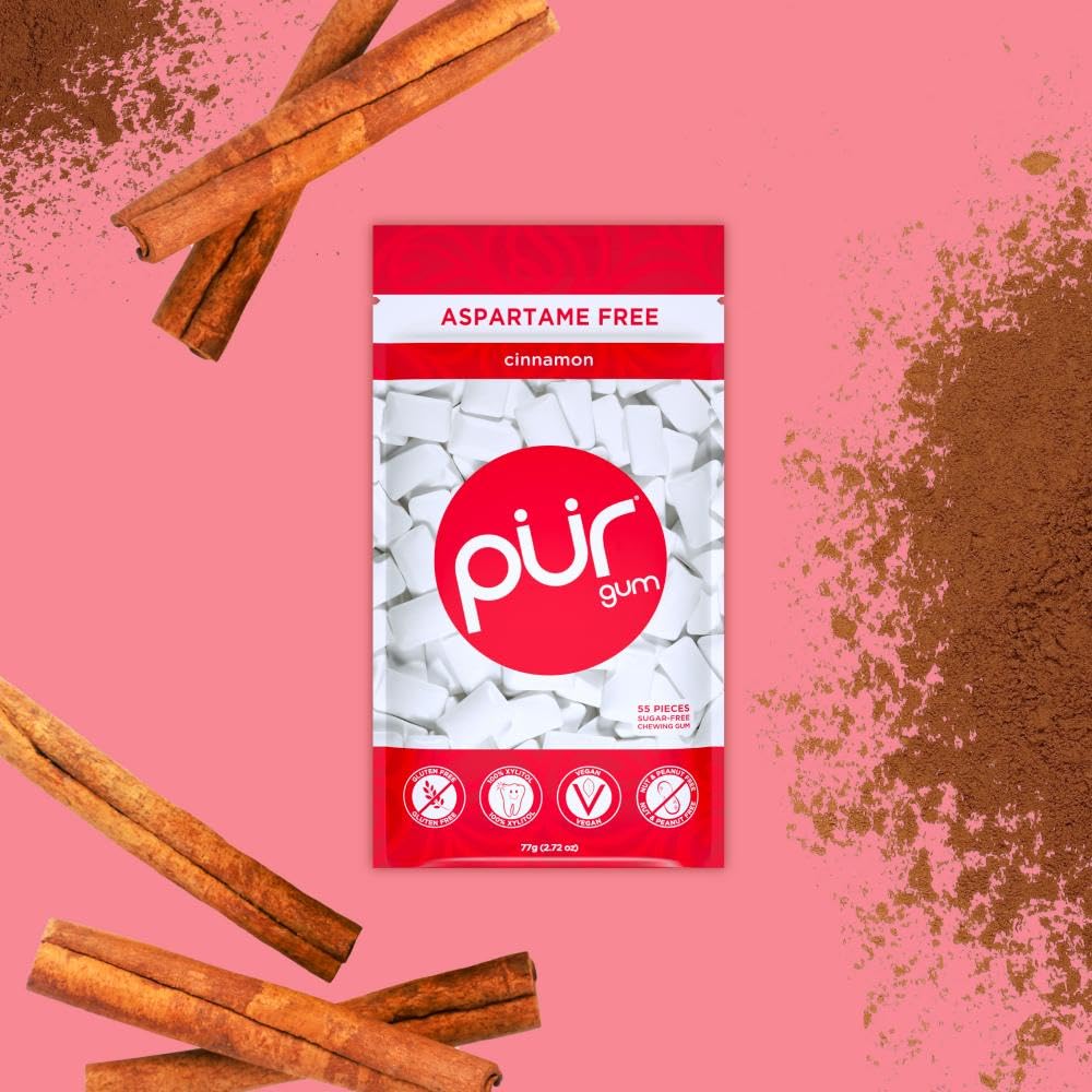 PUR Gum, Cinnamon, Xylitol Gum, No Artificial Flavor, 330 Count (6x55)