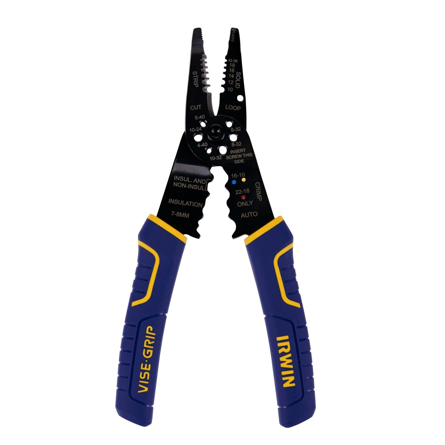 IRWIN VISE-GRIP Wire Stripper, 8 inch, Cuts 10-22 AWG, Plier Style Nose, ProTouch Grip for Maximum Comfort (2078309)