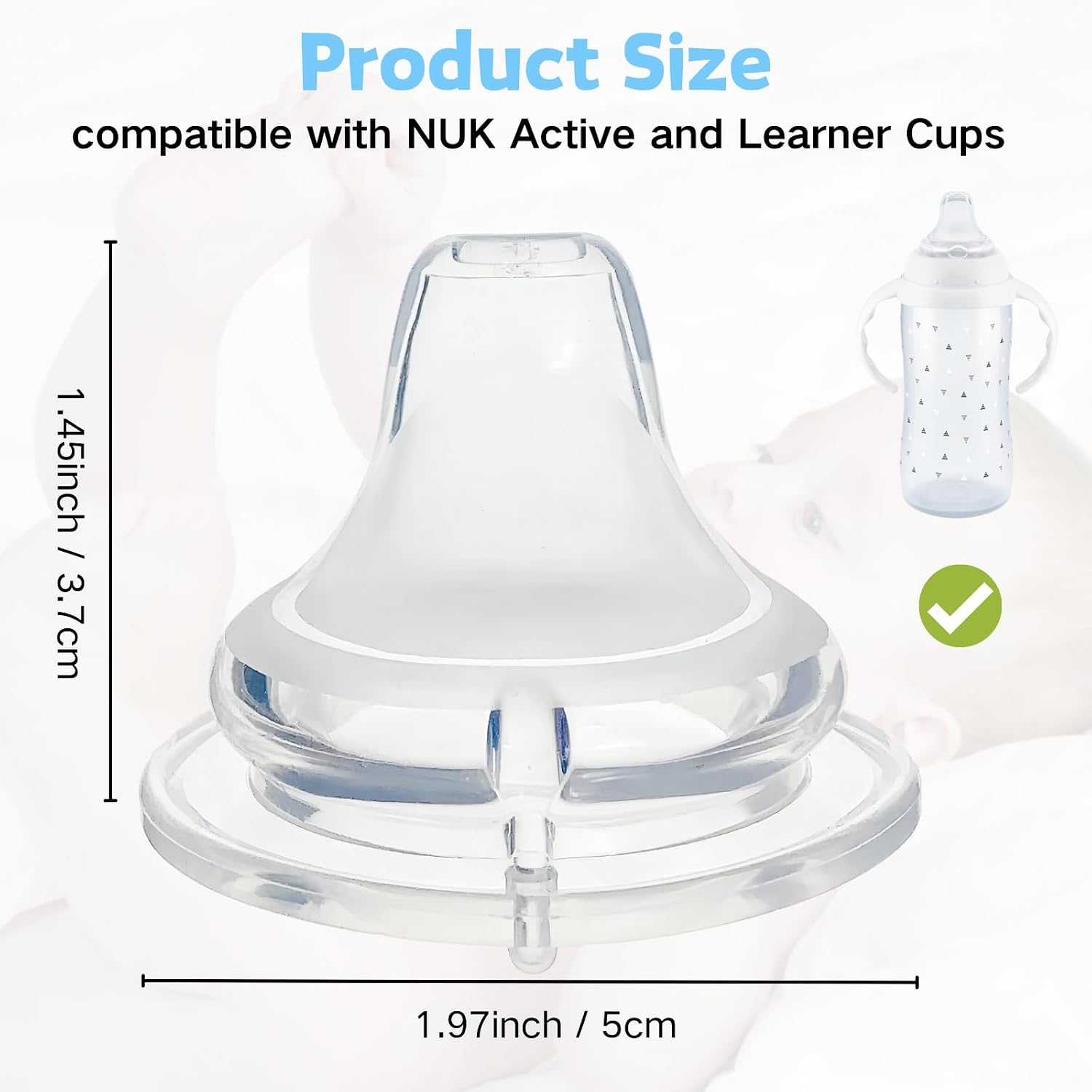 16 Pack Replacement Silicone Spout Compatible with NUK Active and Learner Cups, Clear Silicone Dishwasher Safe No Spill BPA Free Nipple Replacement Spouts