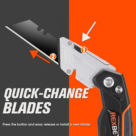 REXBETI Box Cutter 2-Pack, Utility Knife with Blade Storage, 18 Blades