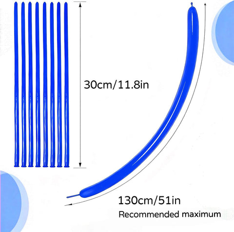 260 Blue Long Balloons for Balloon Garland Thickening Skinny Latex Twisting Animals Modeling Christmas Birthday Wedding Party Festival Decorations 100pcs