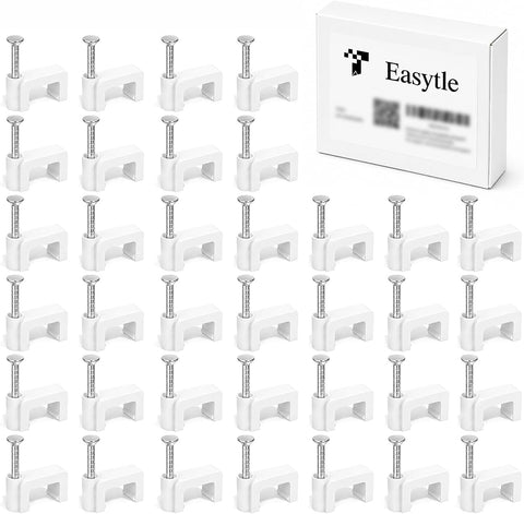1000 Pcs 8mm Cable Clips Nail in Cable Clips Flat Ethernet Cable Wall Clips Cable Tacks Coax Cable Clip Speaker Wire Clips Cable Nails for Cords Cat5/Cat5e/Cat6/Cat7 RJ45 Cord Clips