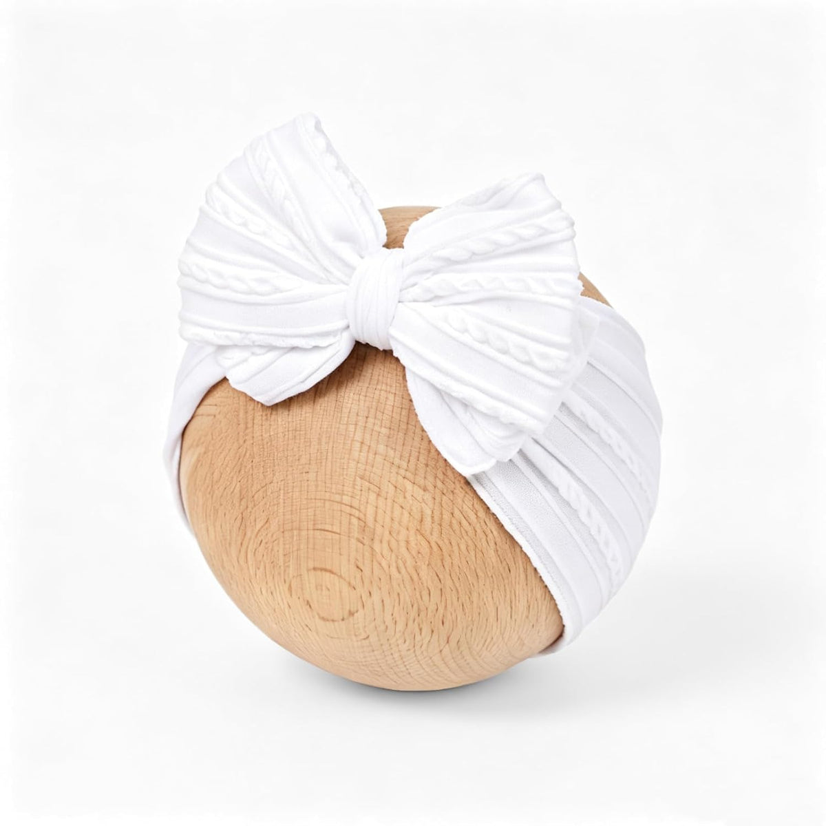 Baby Bows Headbands Soft Nylon Handmade Hair Accessories for Newborn Infant Toddler Kids (White, Large)