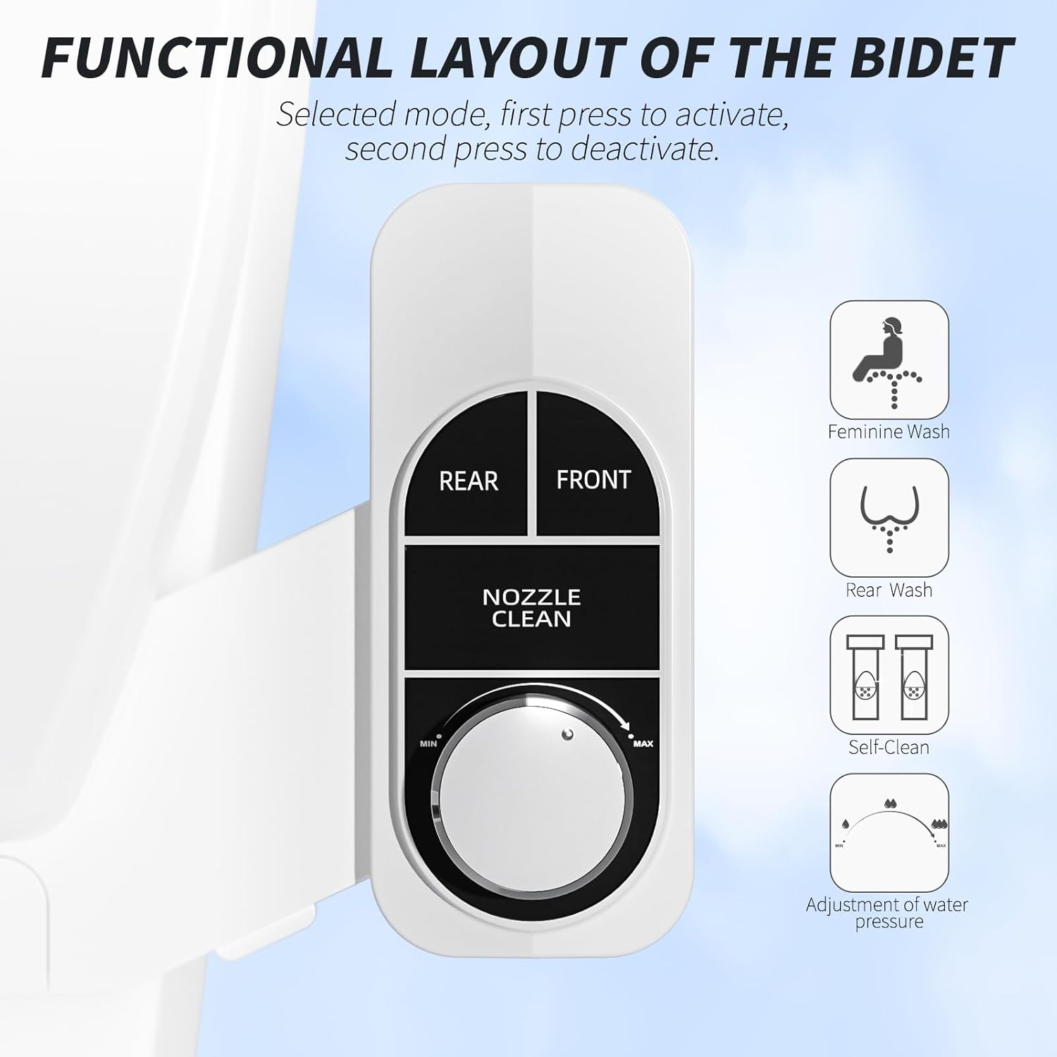 SAMODRA Non-Electric Bidet Attachment for Toilet – Self-Cleaning Dual Nozzle (Frontal & Rear Wash), Adjustable Water Pressure, Fits Most Toilets, Easy Installation (Classic Black/Silver)
