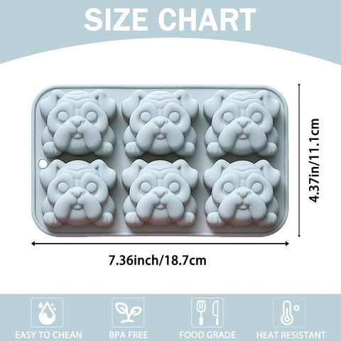 2PCS Silicone Bulldog Molds, 6 Cavity Bulldog Chocolate Molds for Candy