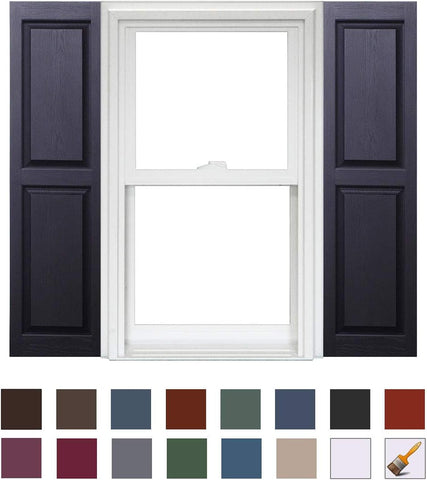 Polaris Homeside Raised Panel Vinyl Shutters (1 Pair) 14-1/2in. x 35in. - 050 Black
