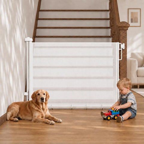 Cumbor 37-55" Retractable Baby Gates for Stairs & Doorways, White