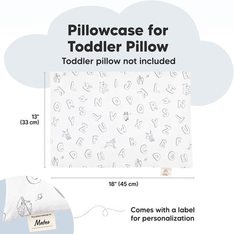KeaBabies Toddler Pillowcase 13x18 Organic Cotton Cover, ABC Land