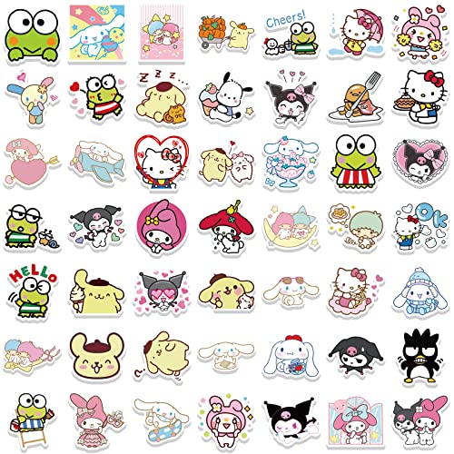 100Pcs Kawaii Stickers, Anime Stickers, Helllokittty Stickers MyMelody&Kuromi Cute Stickers Pack Kids Waterproof Sticker Aesthetic Vinyl Stickers, Skateboard Stickers for Teens Girls Kids