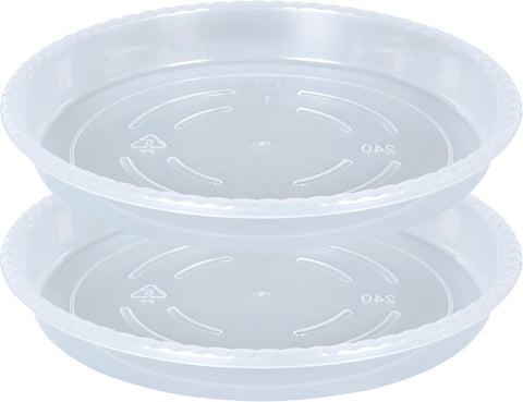 OVZILKI Plant Saucer 2 Pack of 8 inch, Clear Plastic Flower Plant Pot Saucer, Heavy Duty Plant Drip Trays Saucers for Indoor, Plant Water Tray for Planters