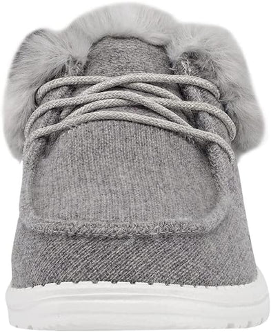 HEYDUDE Women's Britt Lace Up Ankle Boot | Faux Fur Collar