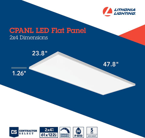 Lithonia Lighting 2x4 LED Flat Panel Light, 4000 Lumens, 3500K/4000K/5000K