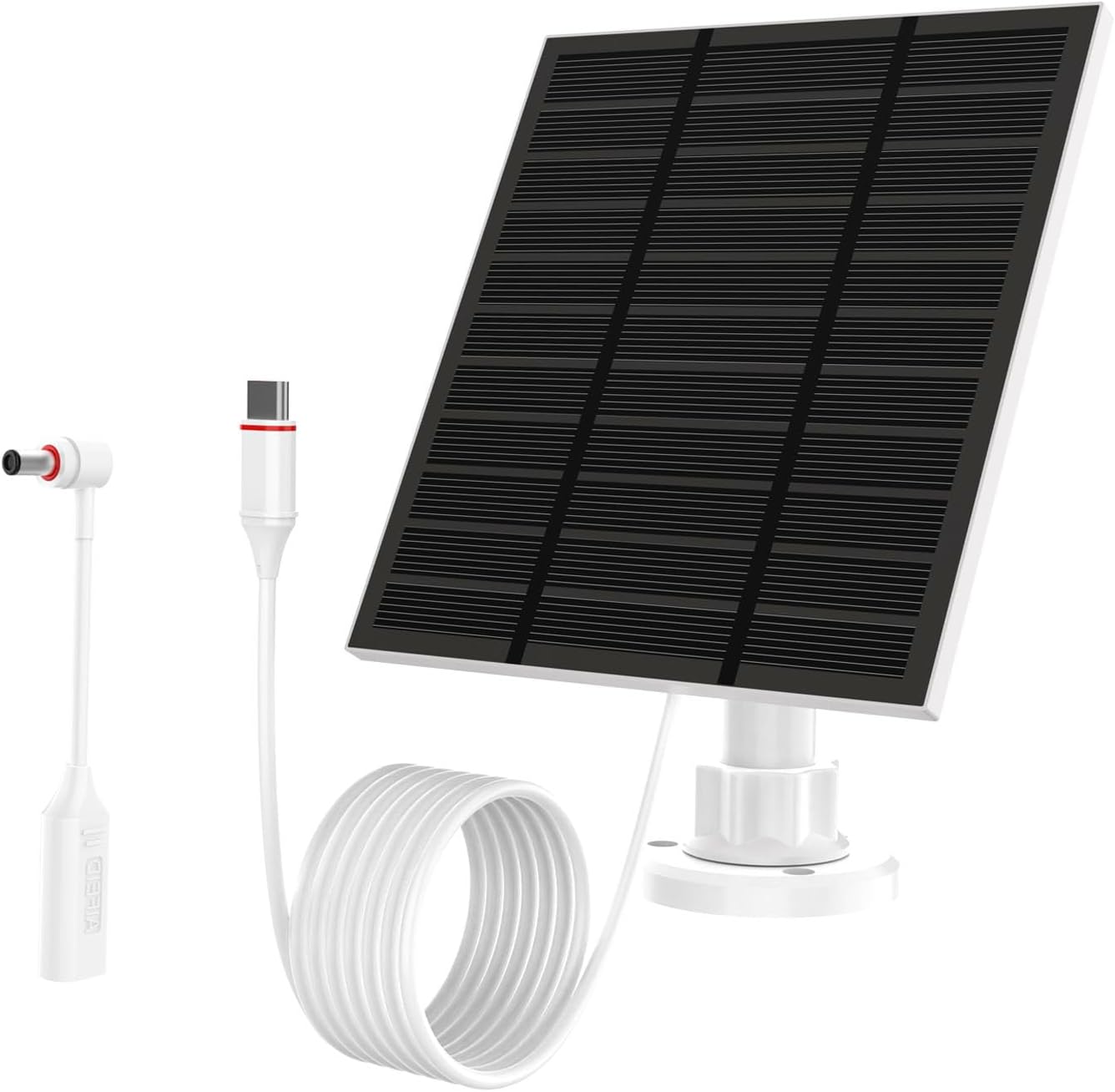 Solar Panel for Ring Camera Outdoor (New Gen-Works Even on Cloudy/Rain) 5w 5V Solar Panel Charger with USB-C&DC for Spotlight Cam Plus&Stick Up Cam Pro.IP65 Waterproof 360°Adjustable 10FT Cable