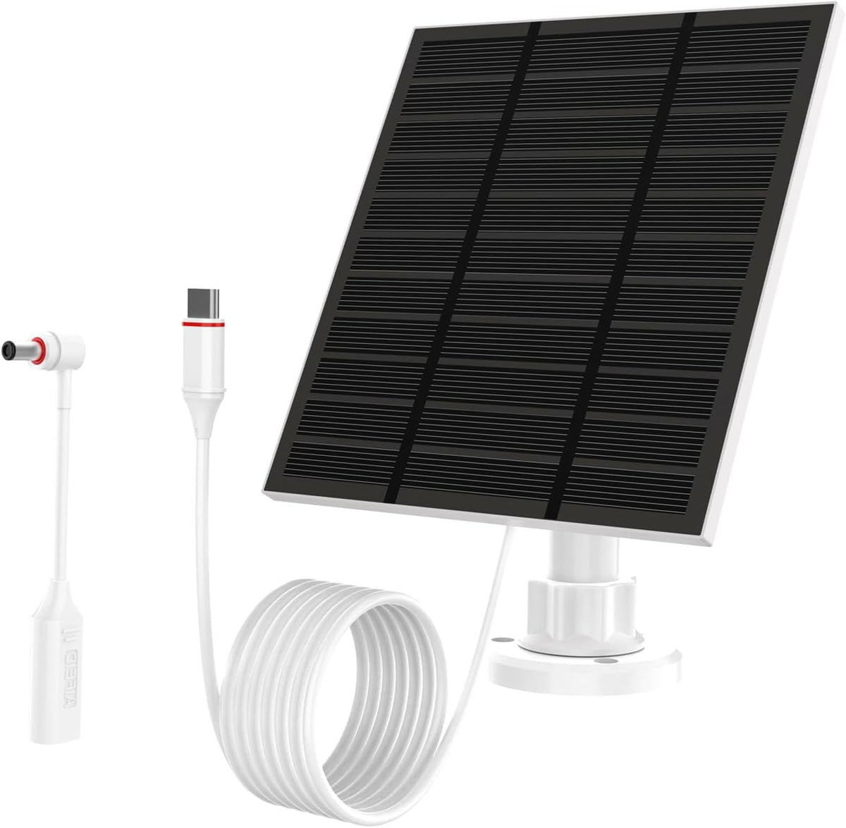 Solar Panel for Ring Camera Outdoor (New Gen-Works Even on Cloudy/Rain) 5w 5V Solar Panel Charger with USB-C&DC for Spotlight Cam Plus&Stick Up Cam Pro.IP65 Waterproof 360°Adjustable 10FT Cable