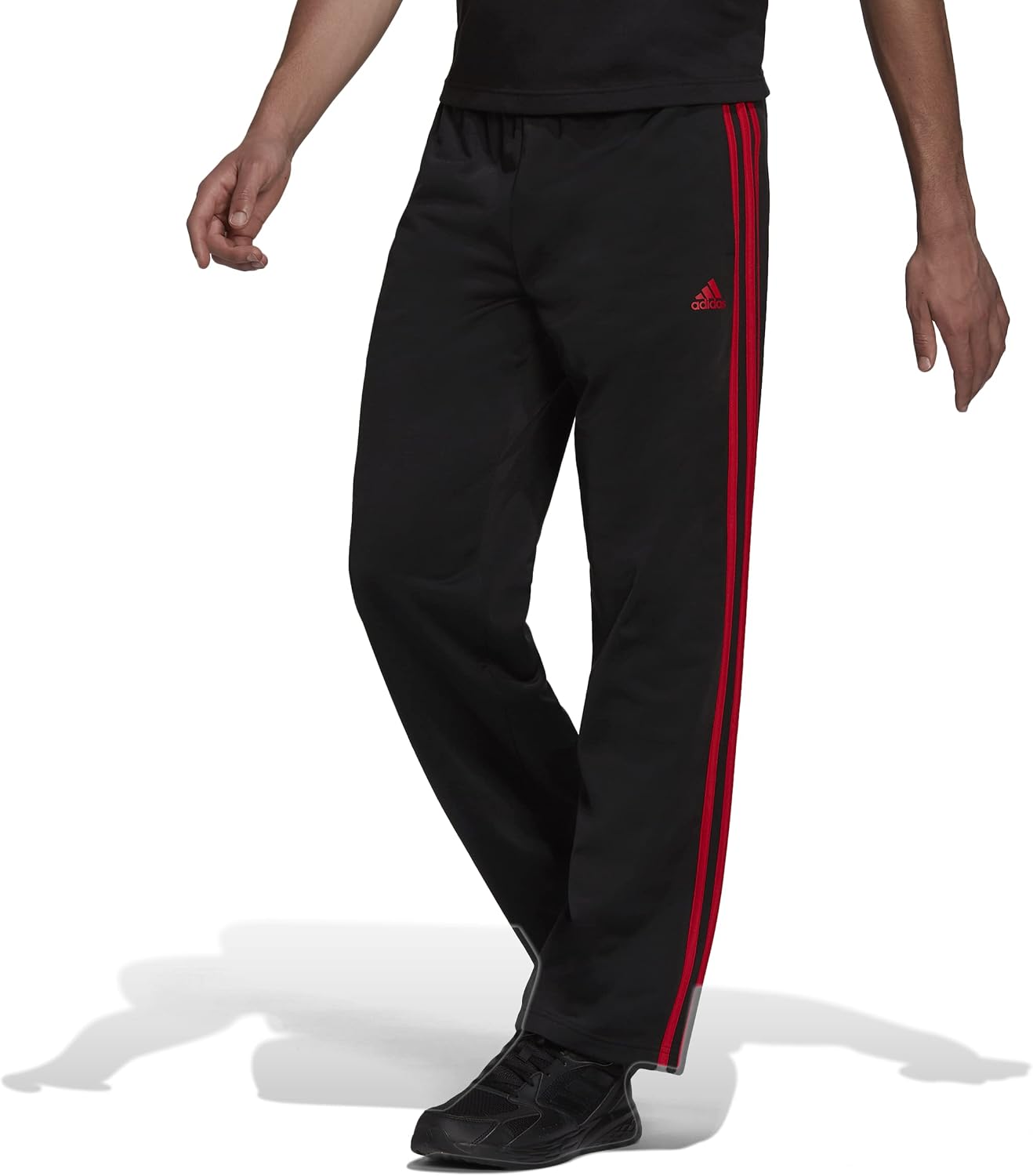Adidas Mens Essentials Fleece Open Hem 3-Stripes Pants