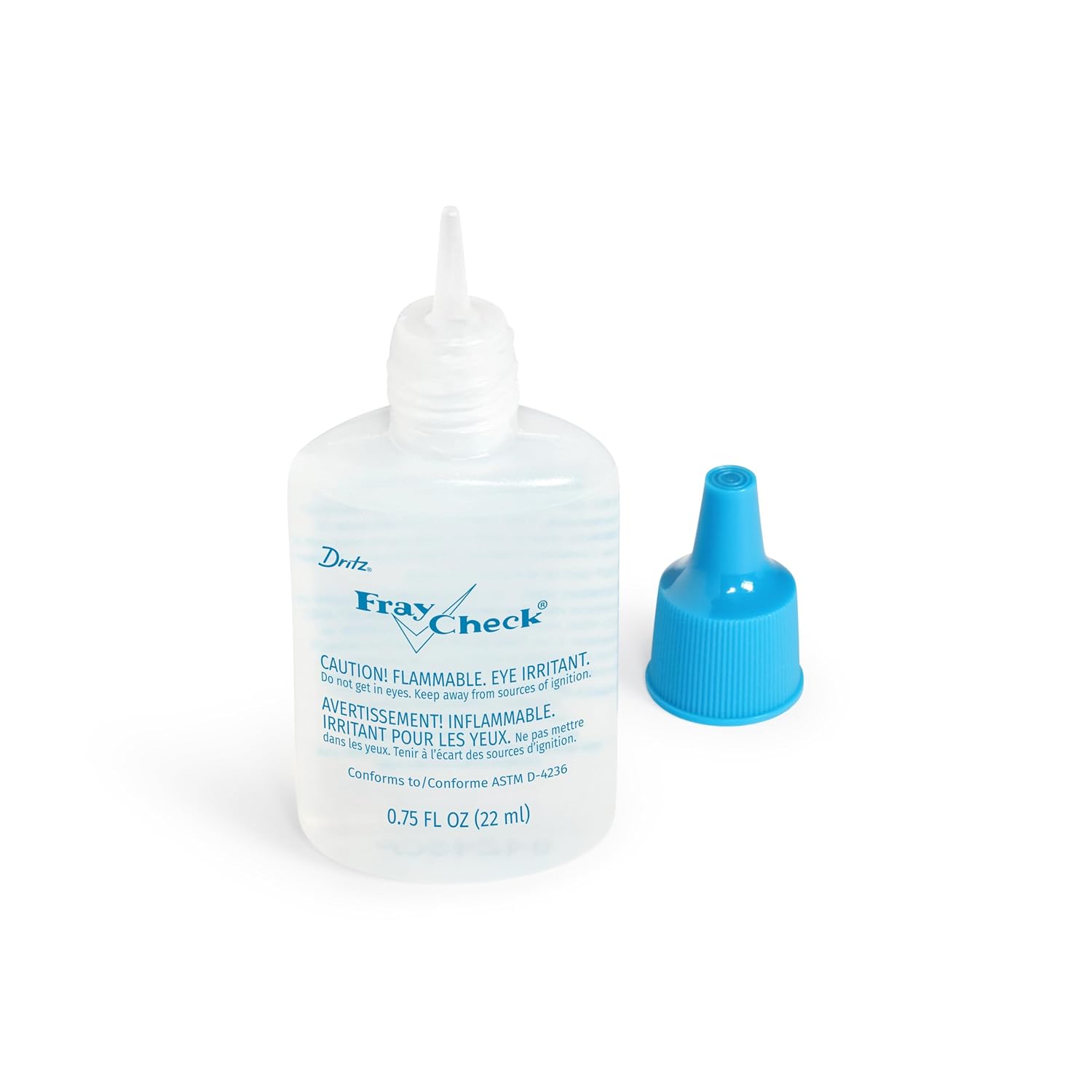 Dritz Fray Check Liquid Seam Sealant – Permanent Clear Fabric Edge Protector to Prevent Fraying and Secure Thread Ends – 0.75 oz