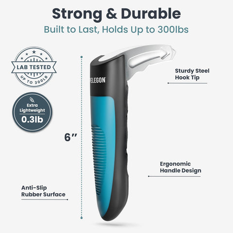 PELEGON Car Door Handle for Elderly (1 Pack) Car Cane Assist Handle with Anti-Slip Grip, Steel Hook for Secure Latch Fit, Supports Up to 300 lbs, Easy Tool-Free Use