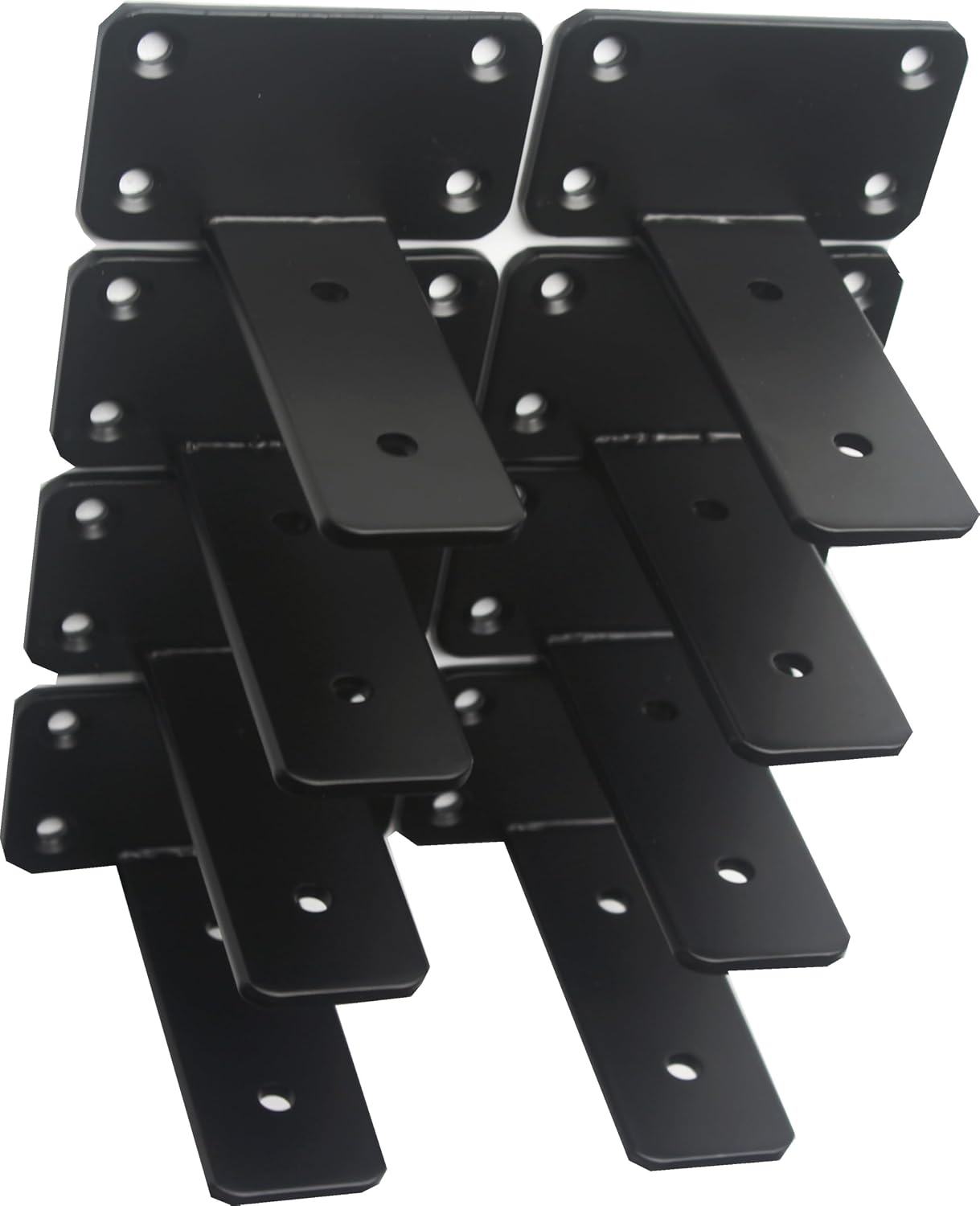 10 Pack - 4 inch Black Hidden L Shelf Bracket (1/5 Inch Thicked) Iron Floating Shelf Brackets Rustic Industrial Metal Brackets for Shelf Support