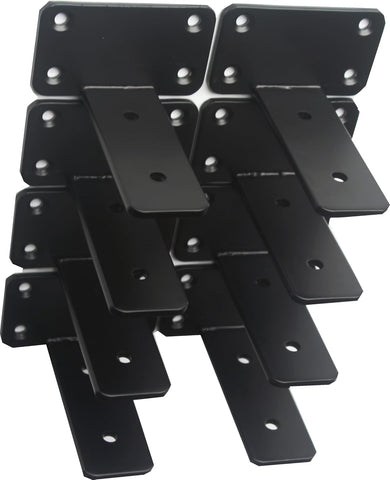 10 Pack - 4 inch Black Hidden L Shelf Bracket (1/5 Inch Thicked) Iron Floating Shelf Brackets Rustic Industrial Metal Brackets for Shelf Support