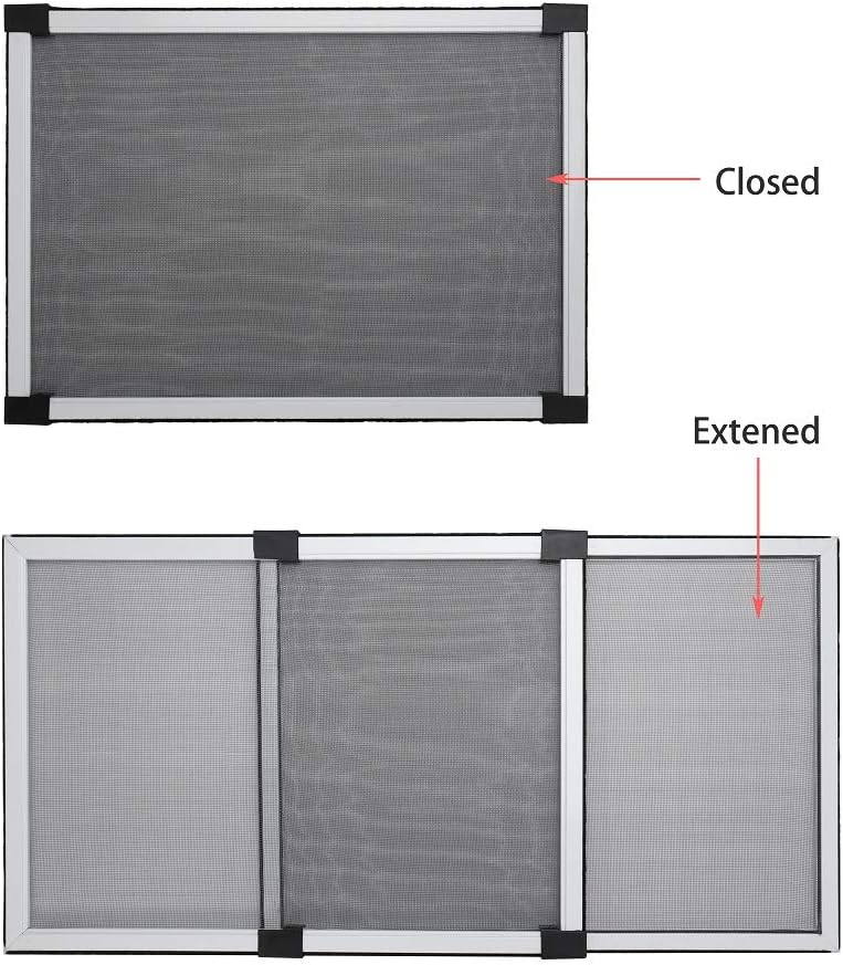 FLYZZZ Adjustable Window Screen Horizontal (19.68"H x 28"-52"W) 1 Pack Expandable Window Screen Large Replacement for Home
