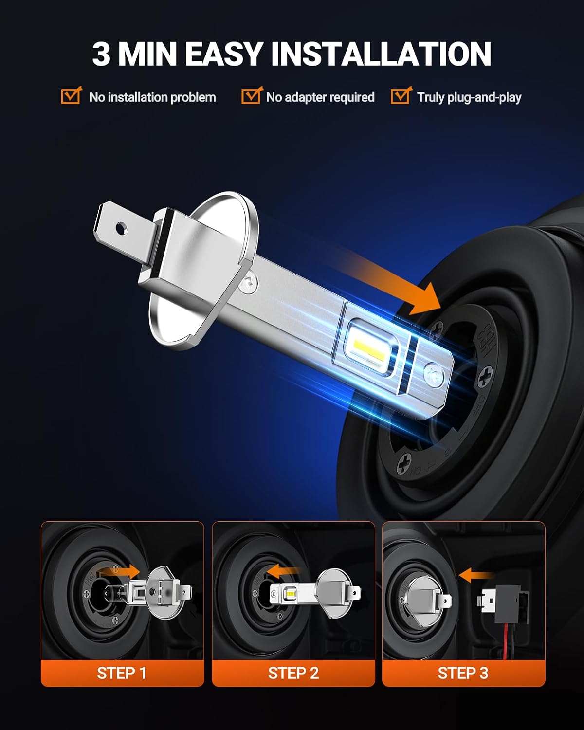 SEALIGHT H1 ATV Bulbs 70000LM Super Bright, Mini Size S6 H1 Light No Adapter Required No Cordless, 6500K Cool White, Plug-N-Play, Driving Fog Spot Light Assemblies, Pack of 2