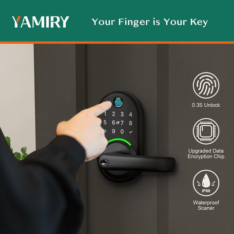 Smart Door Handle Lock with Keypad, Yamiry Fingerprint Knob for Front Door