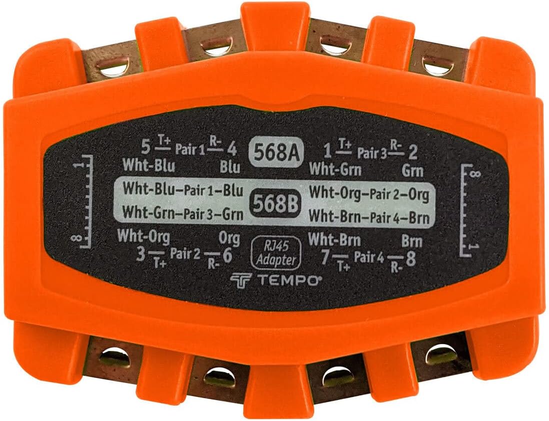 TEMPO Paladin Tools PA1902 RJ45 Modular Adapter, 8 Way | CAT4-CAT6 RJ45 LANs | Notched Copper Contacts, Snagless Plugs
