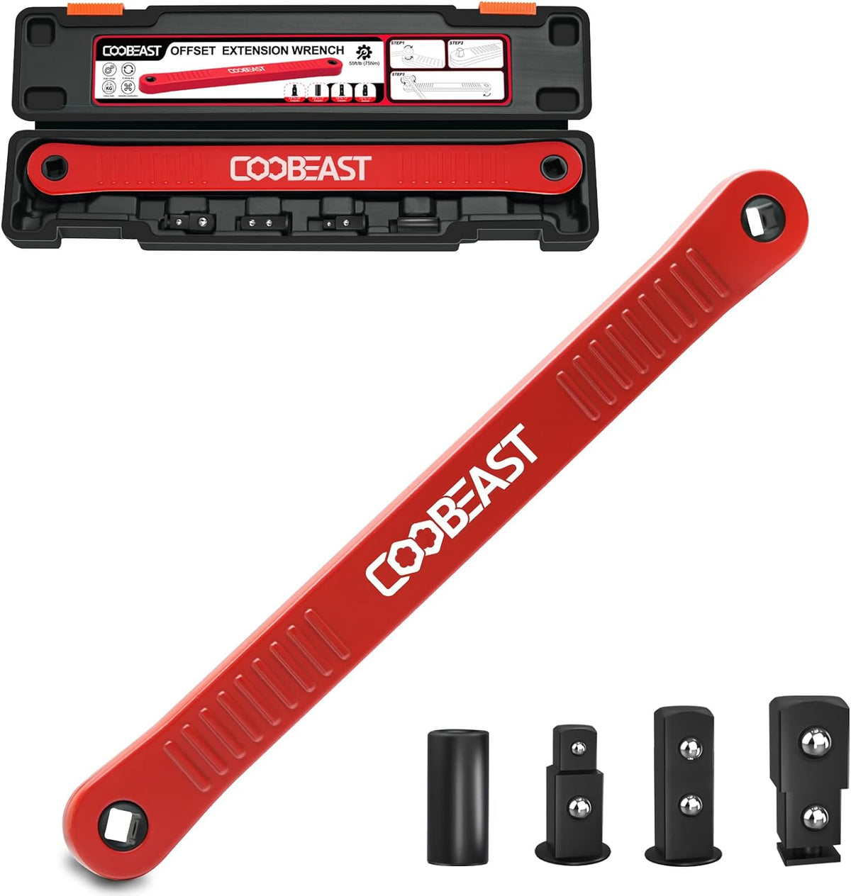 3/8" Offset Extension Wrench Impact Ready Socket Wrench Extender Tool（Red）