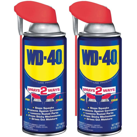 WD-40 Classic Product, Multi-Use Product with Smart Straw Sprays 2 Ways, 9.6 OZ [2-Pack]