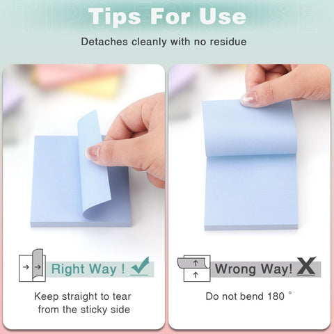 Sticky Notes 3x3 Inch, 8 Pads, Light Colors Self-Adhesive, 80 Sheets/Pad