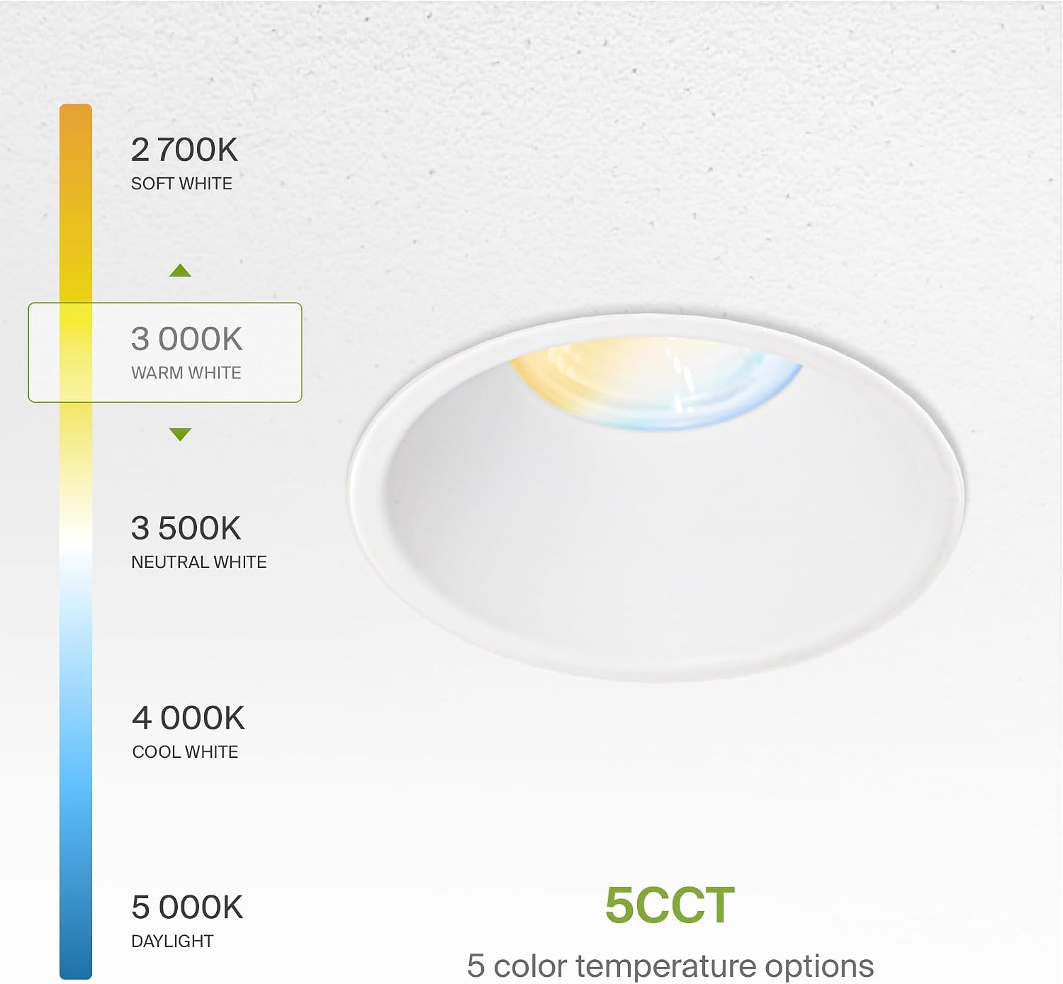 ASD 4 Inch Trimless LED Recessed Ceiling Light Fixture, 120-277V Multi-Voltage Commercial Downlight, 15W 1082 Lumens, 5CCT 2700K-5000K, 0-10V Dimmable, CRI90+, Anti-Glare, IC & Wet Rated, ETL