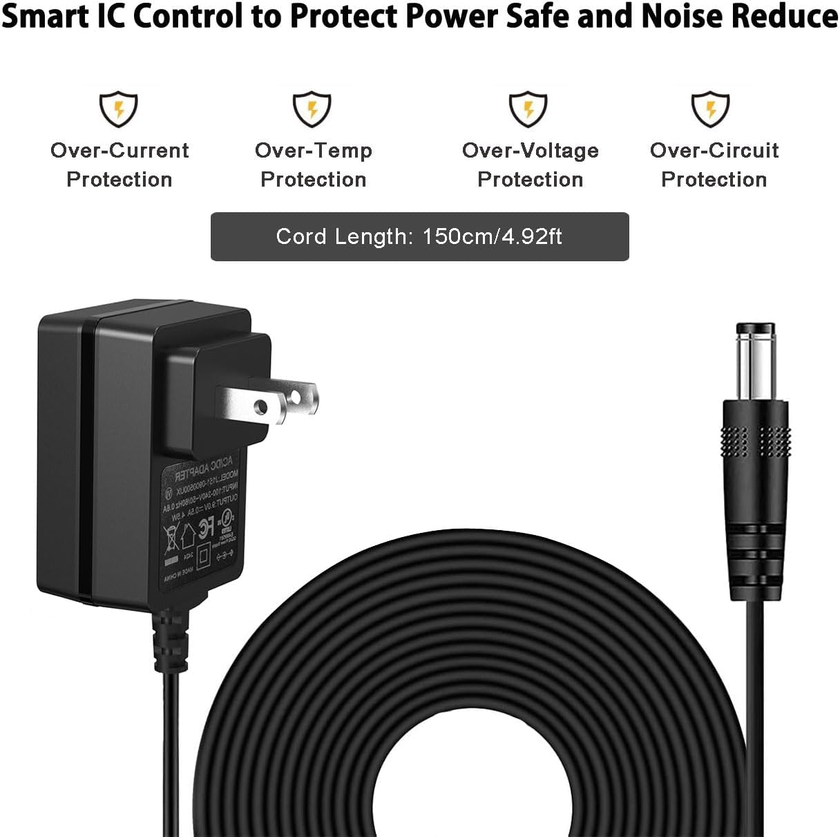 JOYO DC 9V 500mA Guitar Pedal Power Supply Adapter AC Wall Charger Adapter One Spot 5.5mmX2.1mm Compatible for Most Effect Pedals (Tip Negative)