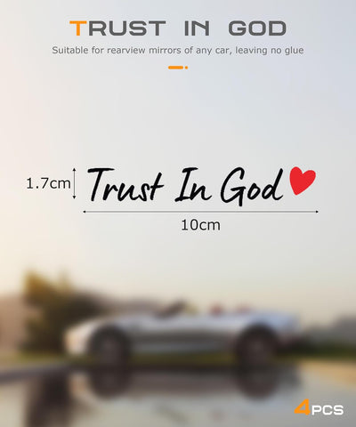 SCUARI 4PCS Car Stickers,Cars Decals,Car Accessories Trust in God Rearview Mirror Sticker,Auto Stickers and Decals,Auto Decals for Women,Trust in God Mirror Decoration,Fits Most Vehicles (Black&Red)