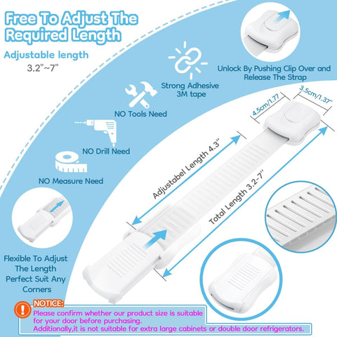 8-Pack Cabinet Locks Baby Proofing - Syican Child Proof Drawer Locks, Multi-Purpose for Drawers, Fridge, Toilet Seat, Trash Can, Ideal Stocking Stuffers, White